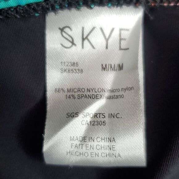 M NEW SKYE BLACK PURPLE TROPICAL PALM HIGH RISE SWIMSUIT SWIM BOTTOMS MEDIUM - Picture 4 of 5